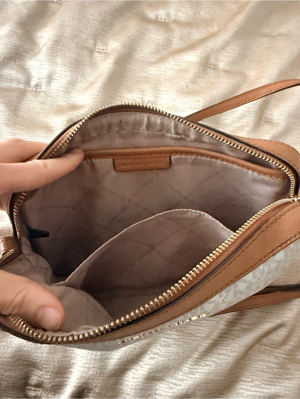 Michael Kors Beige and Cedar Signature Crossbody - Picture 4 of 4